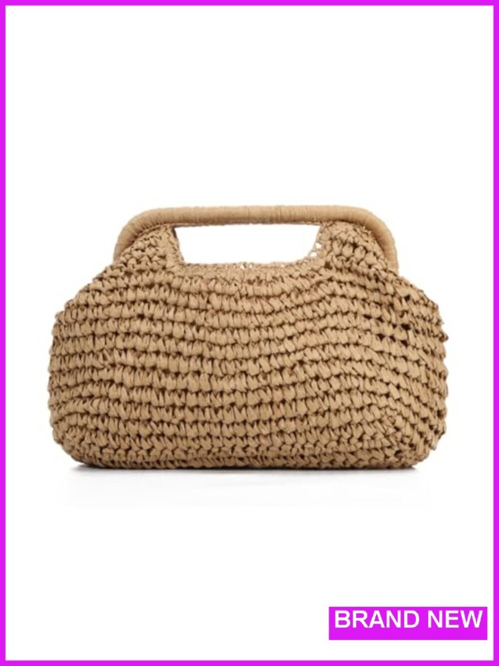 Woven Straw Dumpling Clutch Bag with Detachable Chain, Summer Beach Clutch Purse